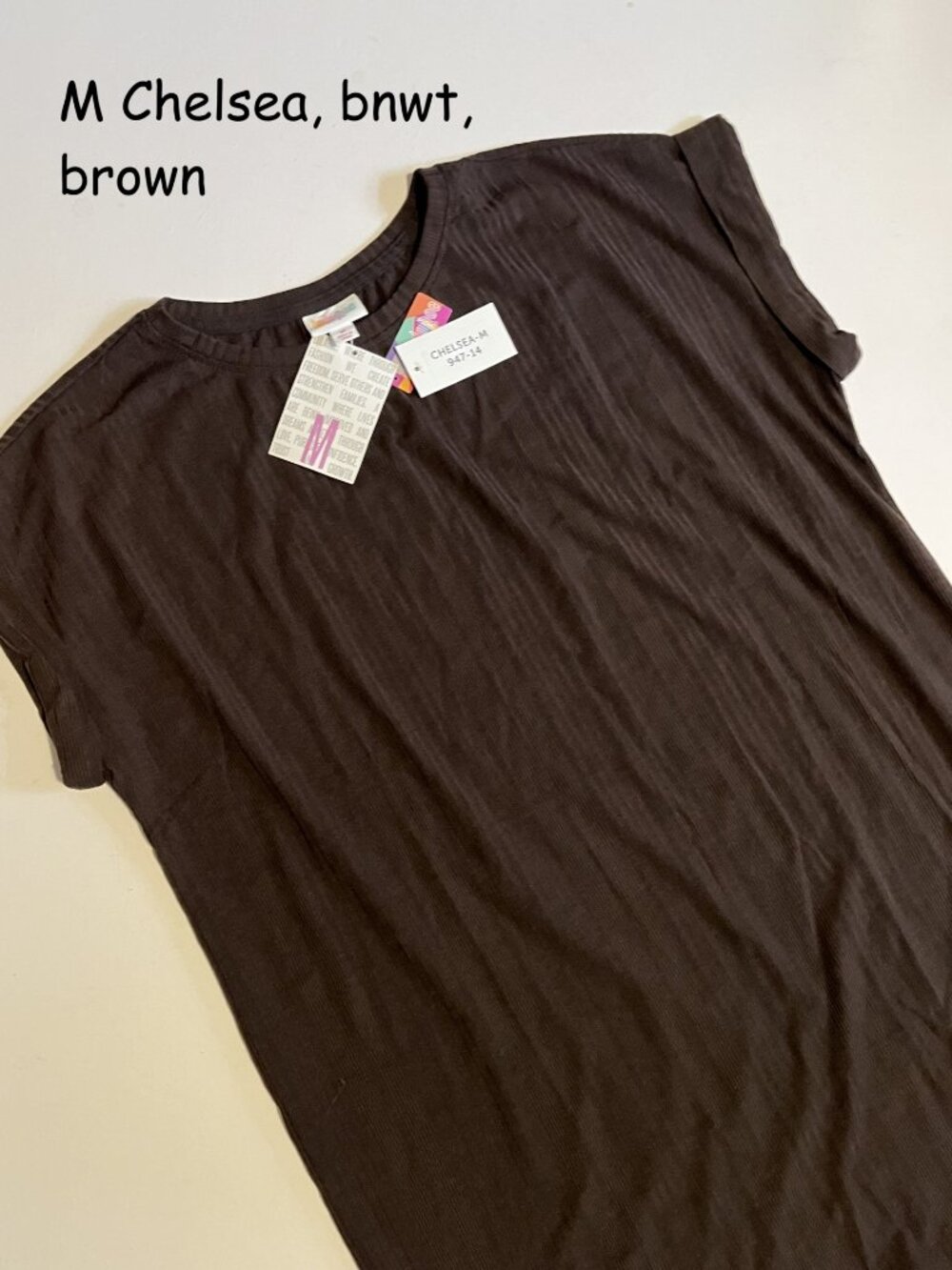 Medium Lularoe Chelsea t-shirt dress, dark brown, ribbed